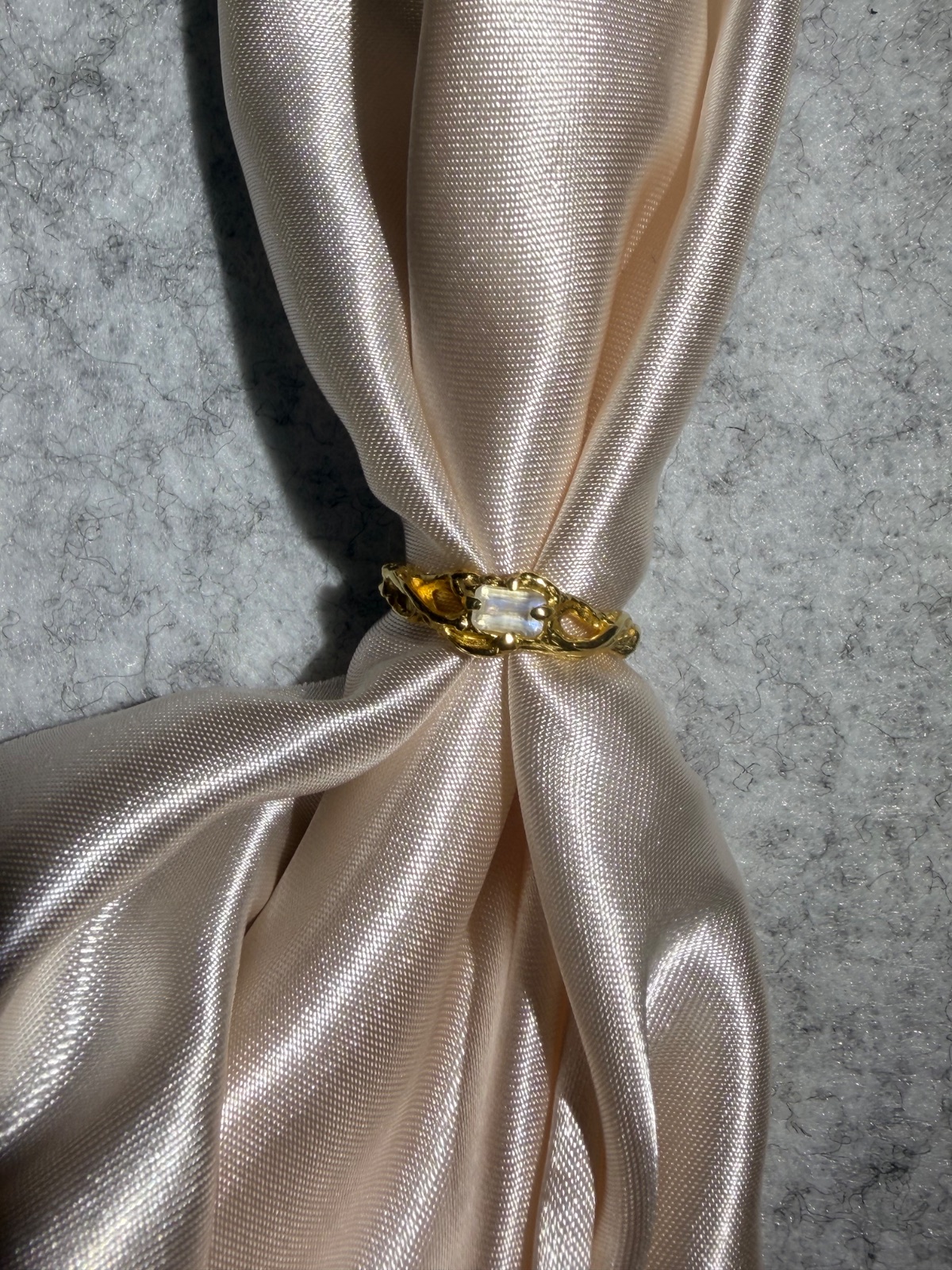 Agni Ring with white moonstone(light blue glow)